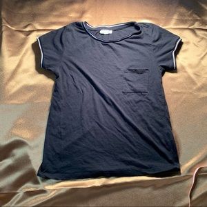 Heart & Hips Black Tee With Pocket and White Trimming